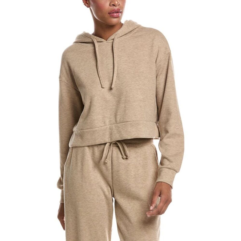 Knit Riot Womens  Haven Rib Knit Hoodie, Brown